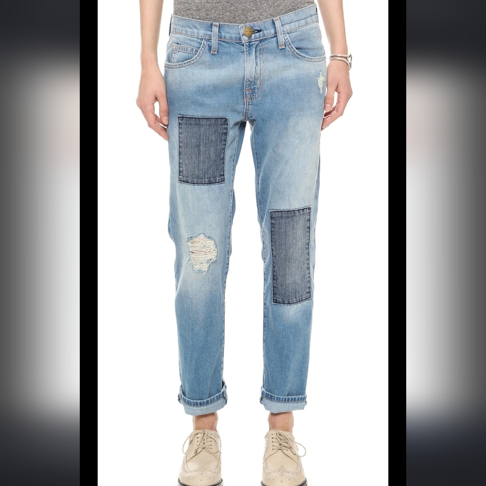 Current/Elliott The Fling Boyfriend Patchwork Jeans Size 29